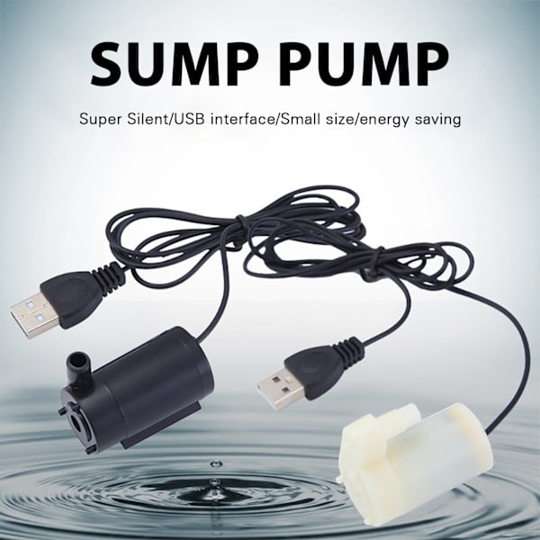 USB Lågspänning liten vattenpump Multipurpose Micro Mini dränkbar pump White