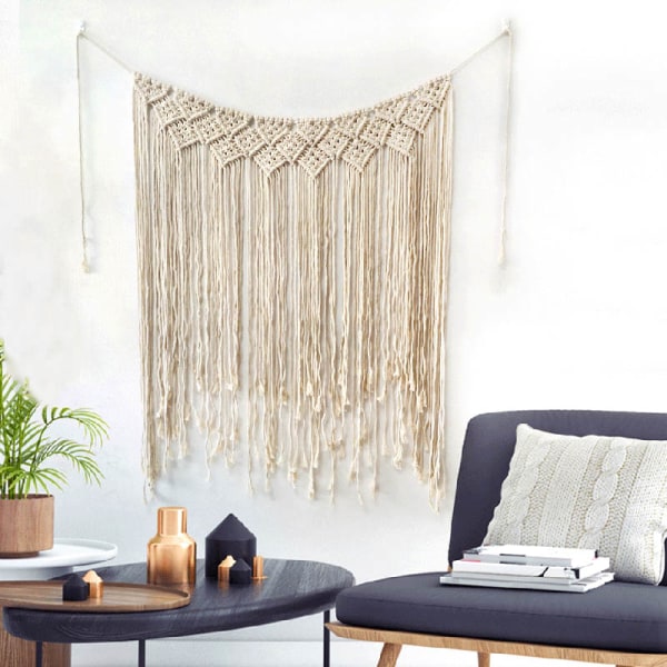 Macrame Vägghängande bomull Handgjorda vävda väggtapet Stor Boho bröllopsbakgrundsdekor