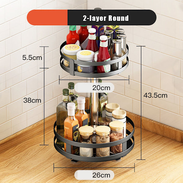 360° roterande förvaringsställ Används i alla rum i huset Bordsförvaringshållare Kök Sovrum Kosmetiktillbehör 2-layer Round