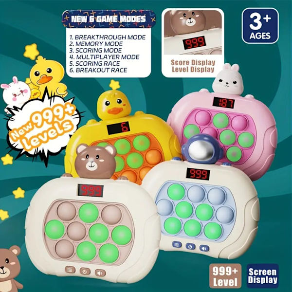 LED-skärm Press-typ Board Toy Drop-resistens Minnesfunktion Leksaksplatta för pojkar Flickor Hippos