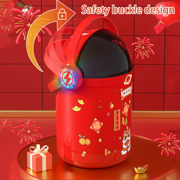 12 hål Spaceman Firework Bubble Machine Rolig läcksäker bubbla blåser leksak för barn Red