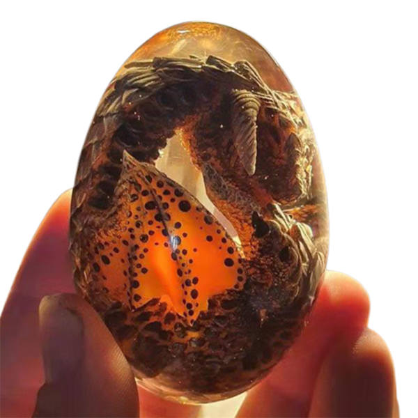 Lava Dragon Egg Ornaments Lysande Transparent Resin Dragon Egg Desktop Ornaments Utsökt unik present till jul Red Dinosaur Egg