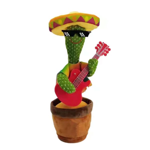 Elektrisk kaktus plyschleksak Supersöt Pratar Inspelning Dans Kaktus Nyhet Presenter för barn 120 English Batteries Mexico   Guitar