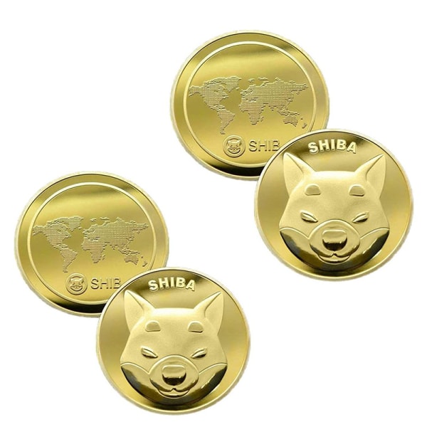 Shib Token Mynt Med Case Metall Shiba Inu Minnesmynt Guld/Silverpläterade Mynt Souvenir För Samlare Silver