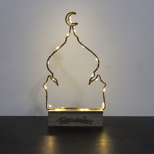 Ramadan-tema Fairy Lamp Eid Slott/Måne/Stjärna Nattljus Islam LED-bordsprydnad för hemmet C