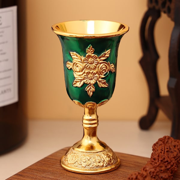 Blommönster Vinkopp Retro Personlig Gravyr Vinkopp För Kök Golden Green