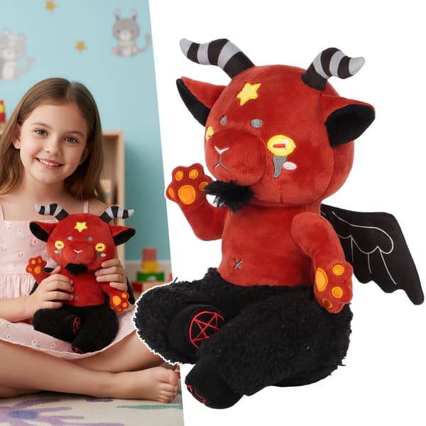 Baphomet Plyschdjur Demon Gosedjur Gotisk Inredning För Rum Barn Present Red