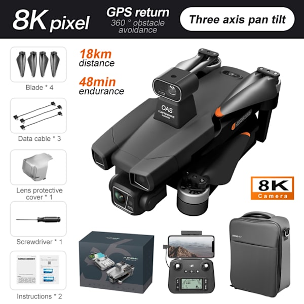 Mini Borstlös Positionering Flygande Drönare Extra Lång Uthållighet Quadcopters Leksaker Nyhet Födelsedagar Present Grey 4K 1B