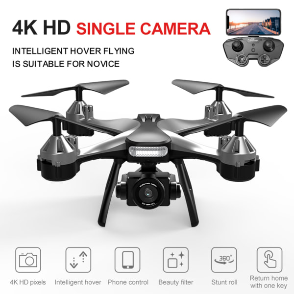 HD 4K-drönare-flygplan med huvudlöst läge Höjdhållare Quadcopters Kameraleksaker Födelsedagar Julpresent BK single camera 1B