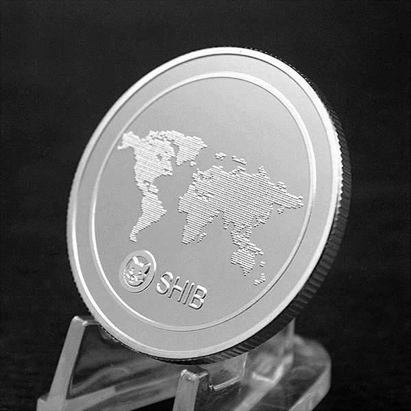 Shib Token Mynt Med Case Metall Shiba Inu Minnesmynt Guld/Silverpläterade Mynt Souvenir För Samlare Silver