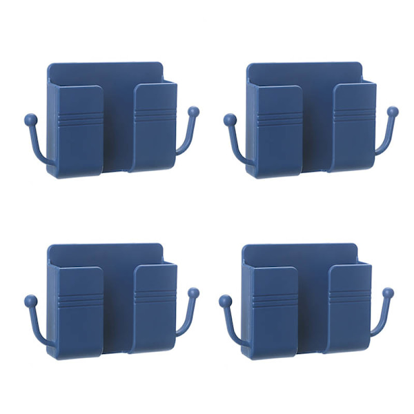 Fjärrkontroll Mobiltelefon Plugg Vägghållare Självhäftande Punch Gratis förvaringsställ Flerfunktionshushåll Blue 4PCS
