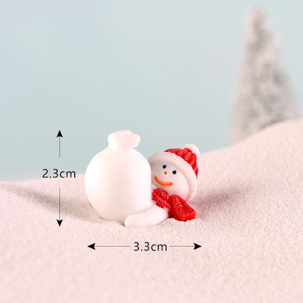Jultema DIY Mini Miniatyrfigur Trädgårdsinredning Jultomten Snögubbe Mikrolandskap för juldekoration Knit Cap Snowman No. 3