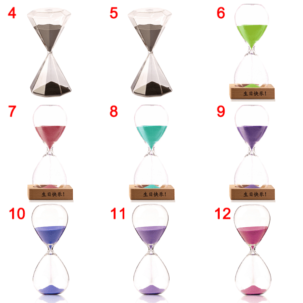 Timglas Sand Timer Sand Klocka Timers för rum Kök Office Decor Time Management Tool 5