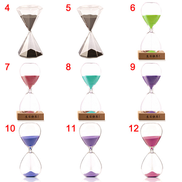 Timglas Sand Timer Sand Klocka Timers för rum Kök Office Decor Time Management Tool 8