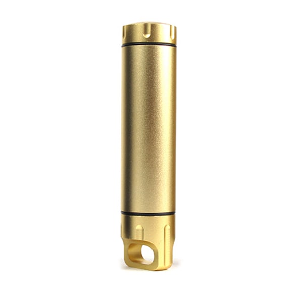 Bärbar vattentät kapsel tätningsflaska aluminiumlegering utomhus överlevnad pillerlåda multifunktionell behållare Gold