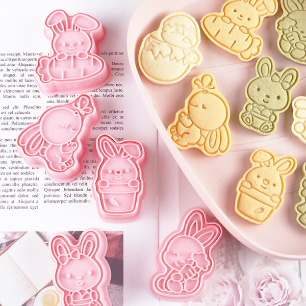 3D-påskkakaschabloner Fleranvändbara gör-det-själv-fondantkaka Godiskakskärare Praktiska köksbakprylar Easter C Set