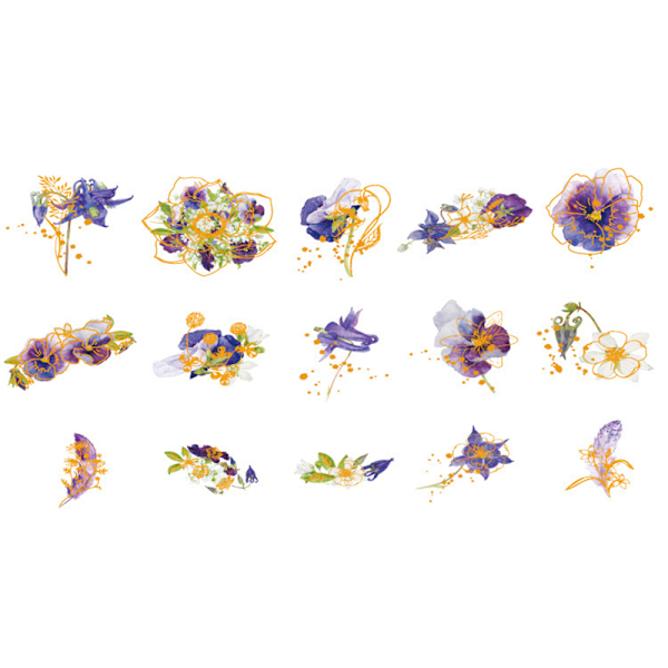 30 st Akvarell Scrapbooking Sticker Pack Simulering Blommor Plant Transparent Decal Collection För DIY Album Dagbok C