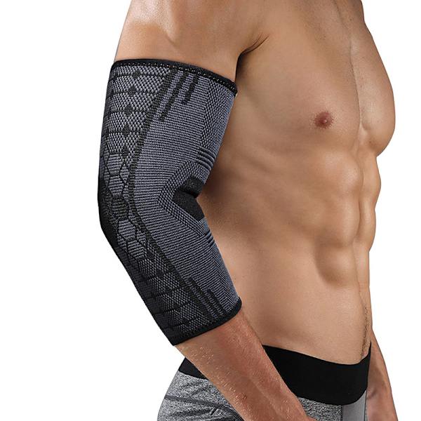 Armbågsstöd kompressionsärm Andas stickad sport fitness cover för sommar utomhusklättring Black XL