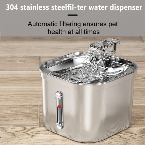 Rostfritt stål Cat Pet Water Fontän Läcksäker matningsvattenmatare för katthundar husdjur Basic Model