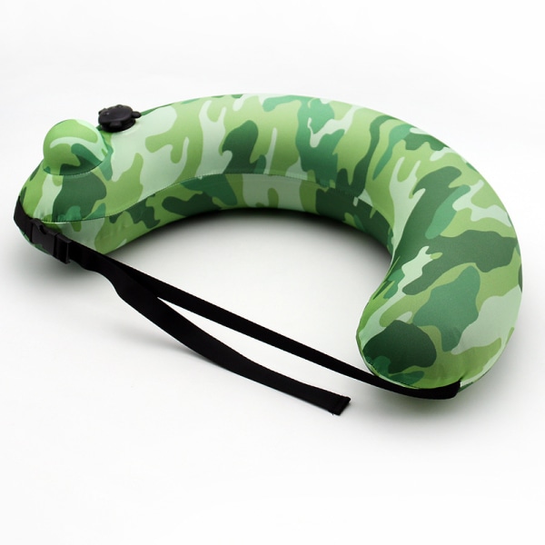 Uppblåsbart simträningsbälte för barn Bärbar luftring med justerbar rem Rygg Nackstöd för vuxna Tryck för att pumpa Camouflage Green