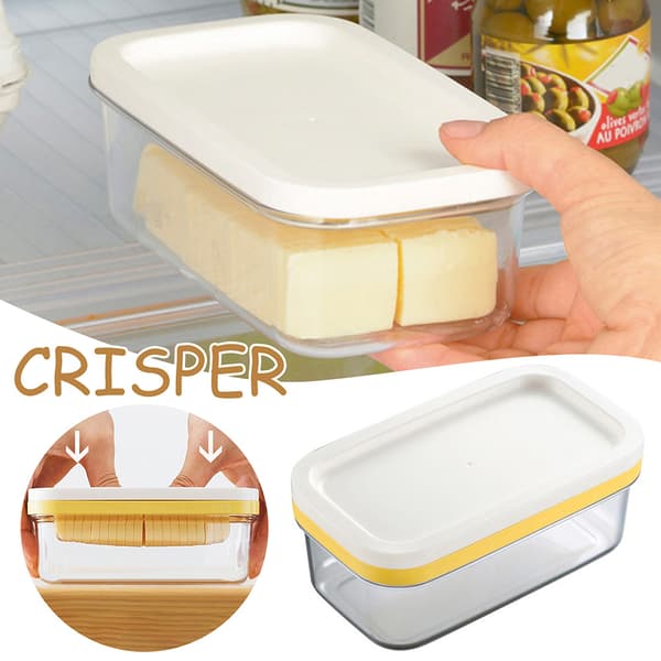 Rektangulär Transparent Butters Cutter Behållare Ost Färsk behållare för kök White