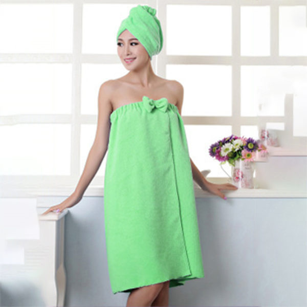 Kvinnor Bath Wrap Handduk Lätt söt Bärbar Loungewear Badrock Badkjol För Dusch White