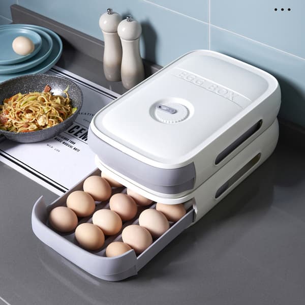 Egg Fresh Box Låda Typ Ägg Förvaringsbox För Kylskåp Fresh Keeping Box Hushållsmat Förvaringsbehållare Kök White