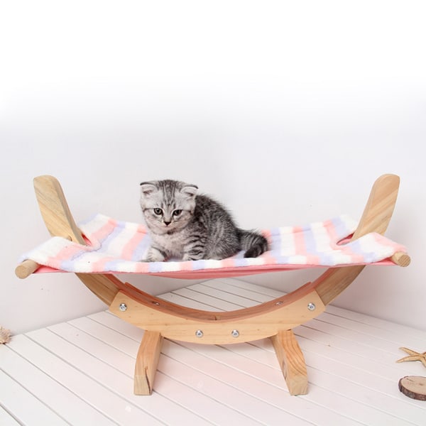 Katter Hängmatta Säng Andas Trä Vila Sova Mjuk Bekväm Husdjur Tillbehör Material