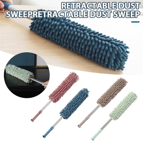 Teleskopisk mikrofiber dammduk Tvättbar celling spindelväv Remover Multifunktions hörnkvastar för hembil Coffee