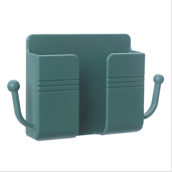 Fjärrkontroll Mobiltelefon Plugg Vägghållare Självhäftande Punch Gratis förvaringsställ Flerfunktionshushåll Green 2pcs