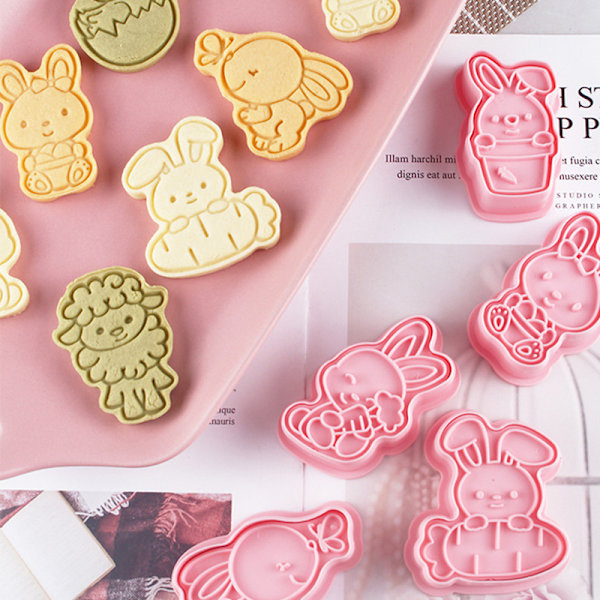 3D-påskkakaschabloner Fleranvändbara gör-det-själv-fondantkaka Godiskakskärare Praktiska köksbakprylar Easter C Set