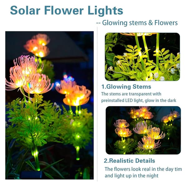 Solar Powered glödande blommor Lights Hushållsgård Arrangemang Light For Driveway Yard B
