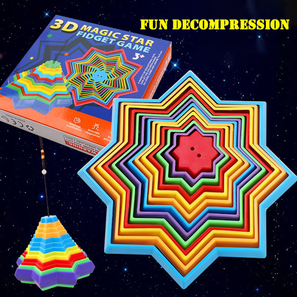 3D Magic-Star-leksak för barn Relief Stress Magic-Vision Bytande leksak för sovrum Multicolour