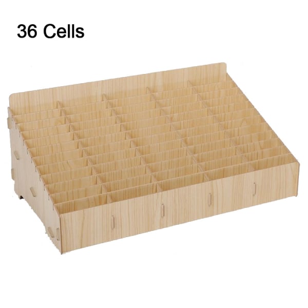 Trä Pennhållare Enkel pennask Multi Pen Organizer Förvaring För Skrivbord Skola Kontor Klassrum Maple 36 cells