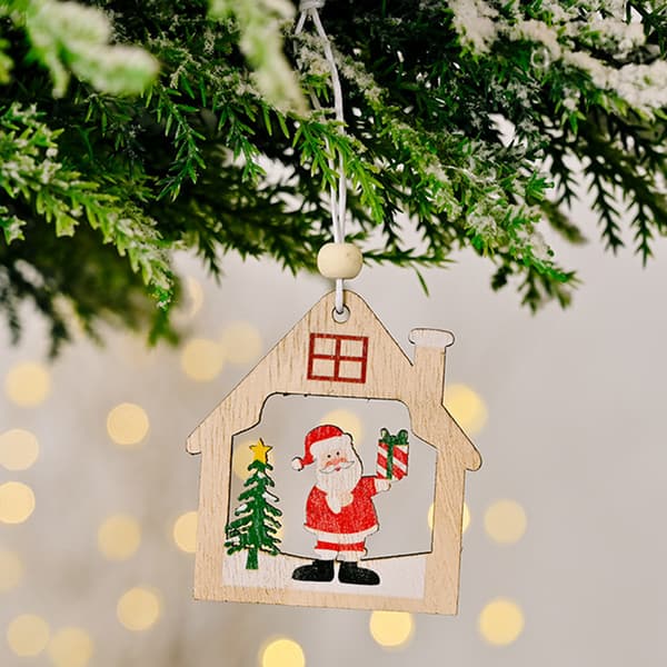 Söta trä Mini prydnader hänge barn presentleksaker för julfest dagis dekoration B