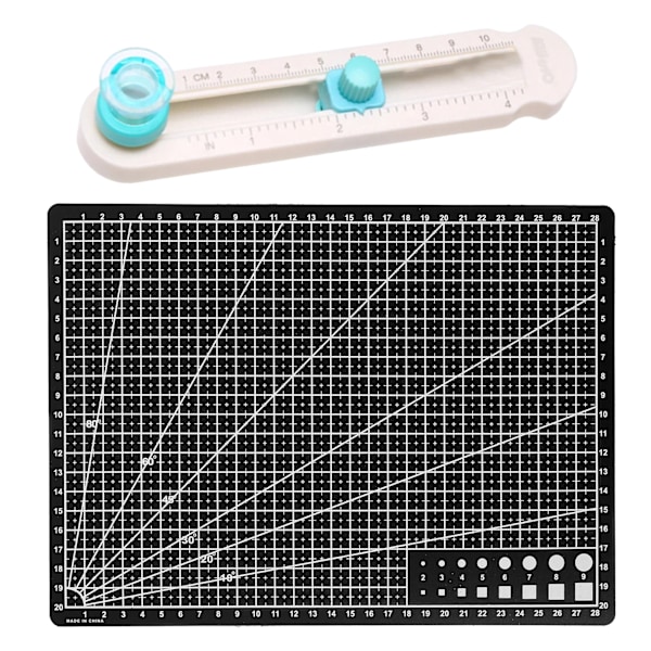 360 ° Roterbar Circle Cutter Skärmatta Kit Hög exakt skala Skärmatta för kompositpapper Cutter and Black
