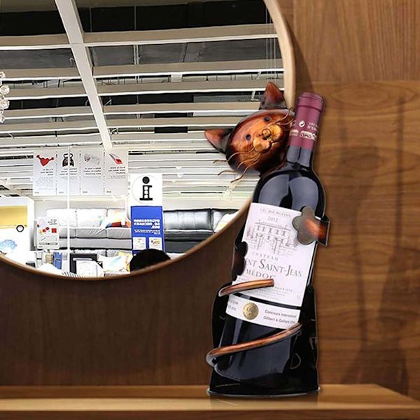 Söt katt metall vinställ Universal vinflaska display stativ Retro vin skåp dekoration Bronze