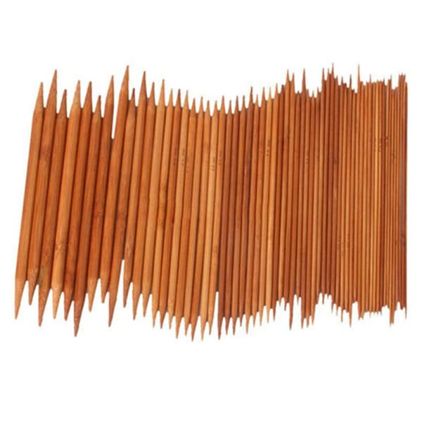 75st Bambu Dubbelspetsiga Stickor Slitstark För Sock Sweater Scarf Light Brown