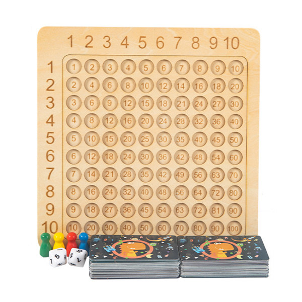 99 Multiplikation Bord Pedagogisk Träleksaker Matematik Brädspel för Barn