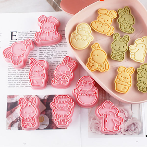 3D-påskkakaschabloner Fleranvändbara gör-det-själv-fondantkaka Godiskakskärare Praktiska köksbakprylar Easter C Set