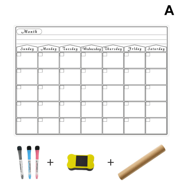 Raderbar kalender för kylskåp Magnetiska whiteboard-kalendrar Månads-/veckoplanerare Organizer Daglig anteckningsbok C