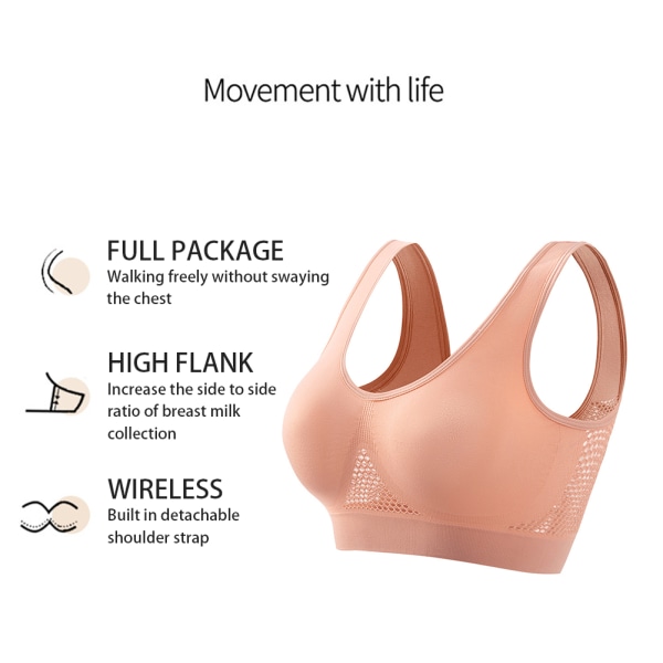 Dam ihåliga sport-bh Seamless Fit linne underkläder för kvinnor dagligt slitage Pink 3XL