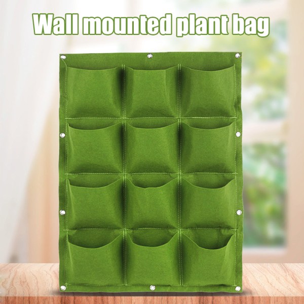 Multi-Pocket Vägghängande Planteringspåse Vertikal Flower Grow Pouch Planter Trädgård Black 9-pocket