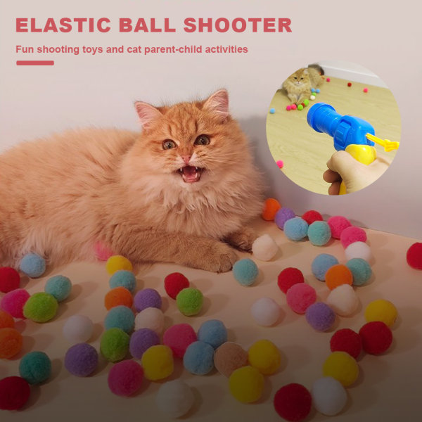 Rolig Rolig Cat Plysch Ball Launcher Animal Toy Ball utan klockor för djurunderhållning D