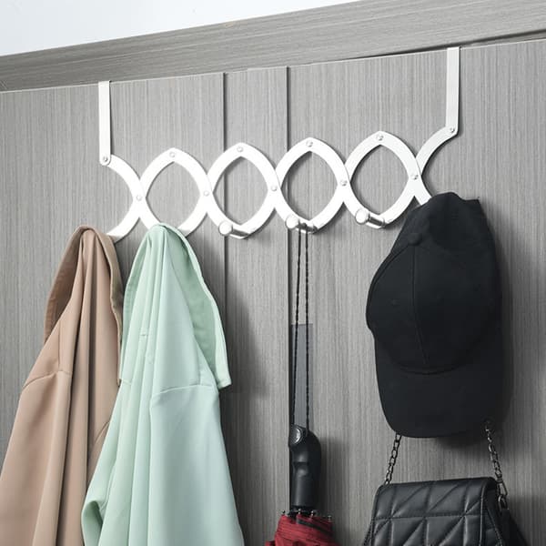 Rostfri Dörr Bakre Klädhängare Infällbar multifunktionell Klädställning för sovrum Big Hook Five Hooks