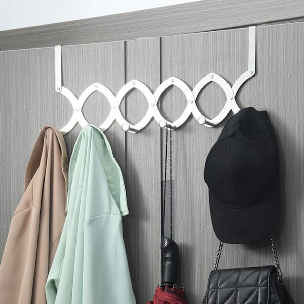Rostfri Dörr Bakre Klädhängare Infällbar multifunktionell Klädställning för sovrum Small Hook Five Hooks