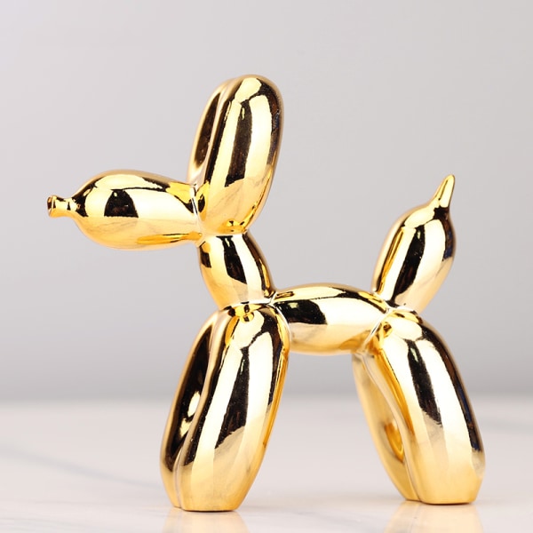 Nordic Resin Hund Hantverk Galvanisering Ballong Hund Skulptur Hemdekorationer Modernt vardagsrum Skrivbordsprydnad Gold
