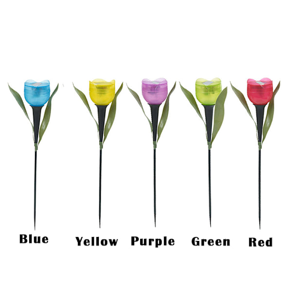 1 st trädgård tulpan blomma form LED sol drivna vattentät rör gräsmatta lampor stående dekor för gård utomhusfest Blue