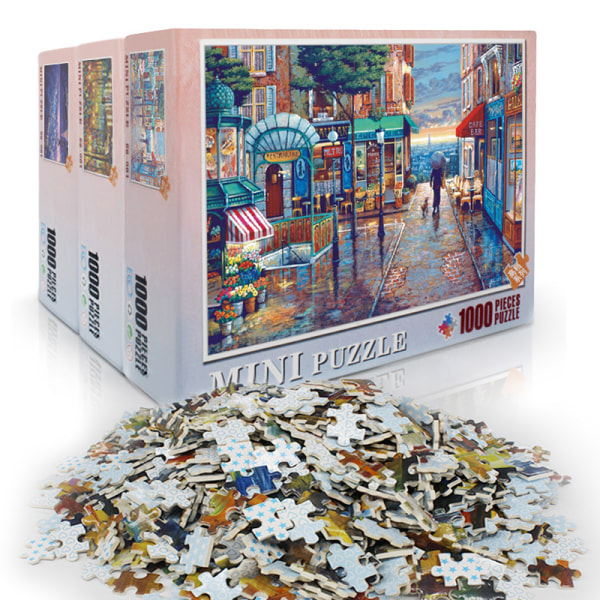 1000 st/ set Pussel Paris romantiska städer Gatulandskap för vuxna barn C