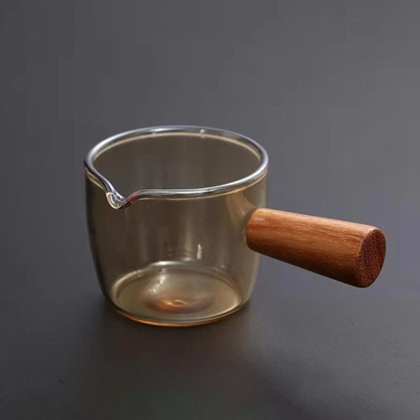 Trähandtag Anti- skållning Kaffekanna Mini Mjölkkanna Glas Kaffekanna Mjölkpanna Transparent Small